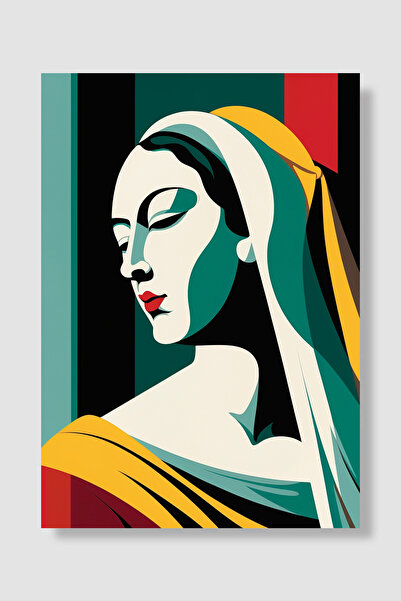 Luna Marissa Poster pentru femei Art Deco Profil feminin elegant Verde Galben...