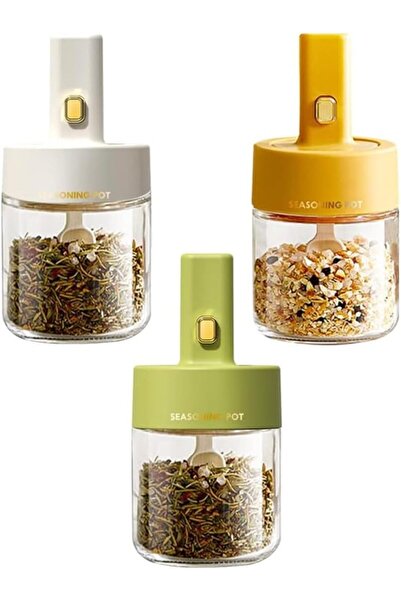 Arabest 3-Piece Retractable Seasoning Jar Set,Clear Glass,8.5 oz Airtight Con...