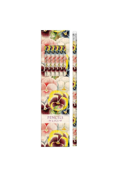 Skona Ting Creioane decorative cu motiv panselute, cu guma, din lemn, multico...
