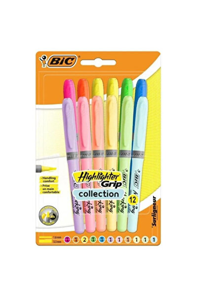 Bic Set 12 markere pastel Grip multicolor