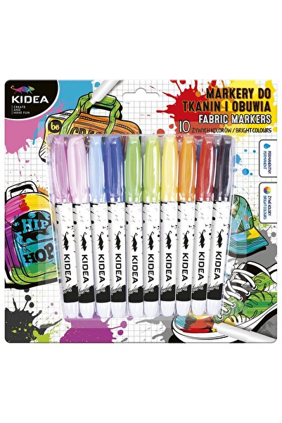 Derform Set 10 markere textile, Kidea, 23.8cm, Multicolor