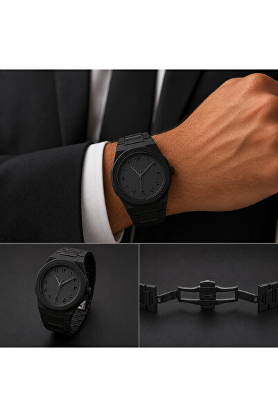 Shinex Accessory Noir Arabic Premium Erkek Kol Saati - Arap Rakamlı Minimal T...
