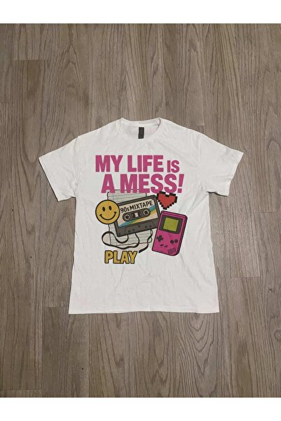 Grafftee Clothing My Life Is Mess Printed Unisex Oversize T-Shirt