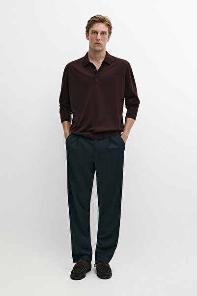 Massimo Dutti %100 Merinos yünlü polo yaka triko kazak