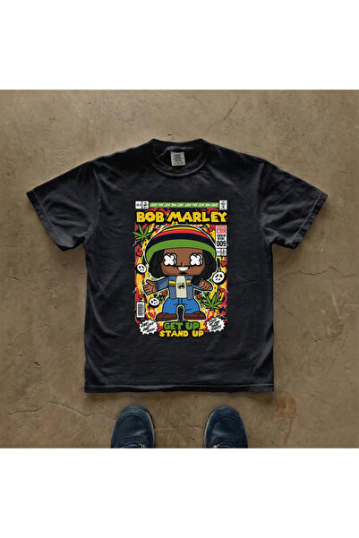 Grafftee Clothing Унисекс овърсайз тениска с принт Боб Марли