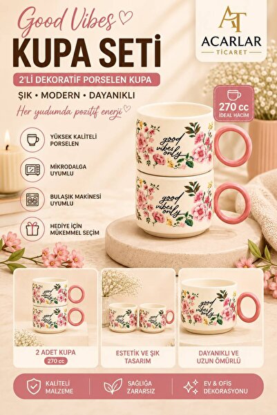 Acarlar Ticaret Florenza 2'li Kupa Bardak Seti (270 cc)