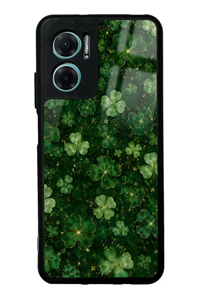 Spoyi Xiaomi Redmi Note 11E Emerald Lucky Clover Tasarımlı Glossy Telefon Kılıfı