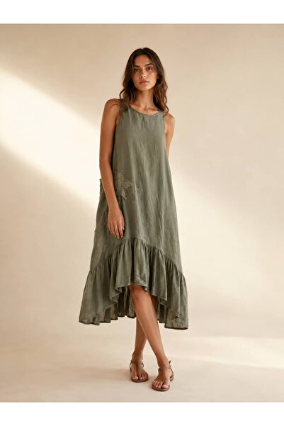 Punta Otantik Yg11211 Italian Hem Coton Flower Embroidery Sleeveless Raw Line...
