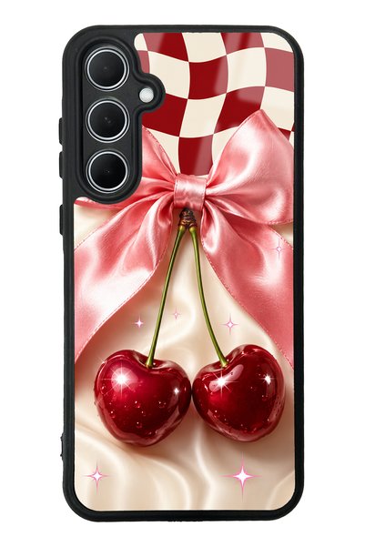 Spoyi Samsung A35 Glossy Phone Case with Cherry Picnic Bow Design