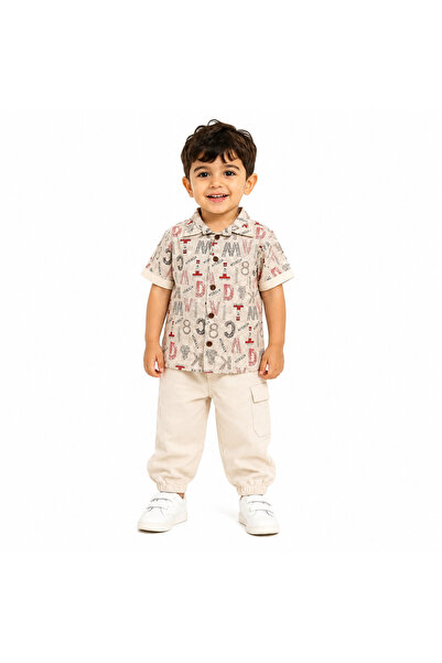Generic Boy's Shirt and Trousers Set with Fashionable Prints |   Short-Sleeve...