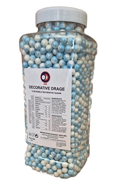 DGN Perle decorative de zahăr turcoaz și albe pentru prăjituri 1kg