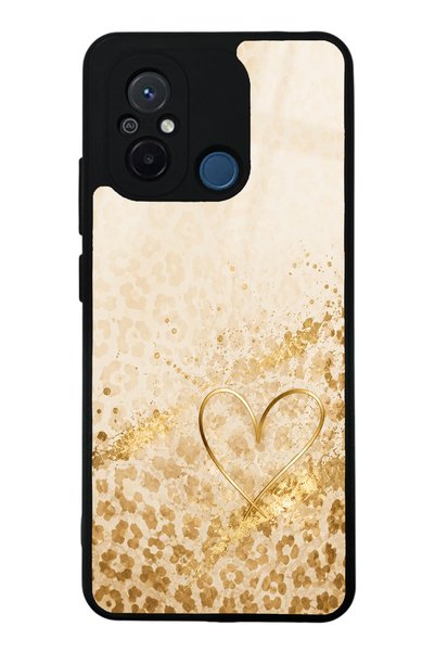 Spoyi حافظة هاتف Xiaomi Redmi 12C ذات تصميم لامع مع لمعان على شكل قلب ذهبي