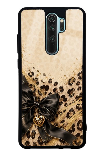 Spoyi حافظة هاتف Xiaomi Redmi Note 8 Pro بتصميم قلب الفهد الذهبي اللامع