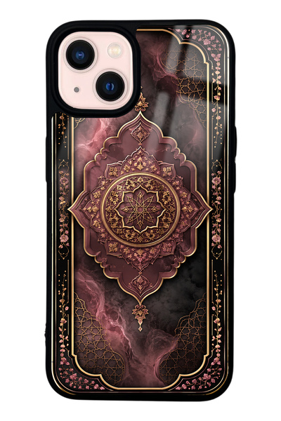 Spoyi iPhone 13 Glossy Phone Case with Rosewood Ottoman Medallion Design