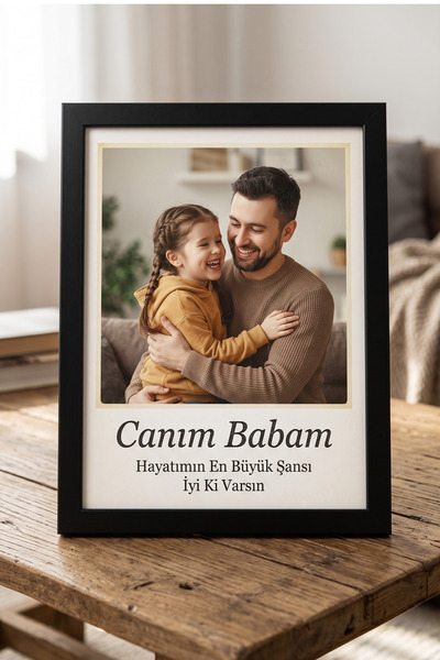ÇELİKLER HEDİYE Kişiye Özel Babaya Fotoğraflı Çerçeve Babalar Günü Hediyesi C...