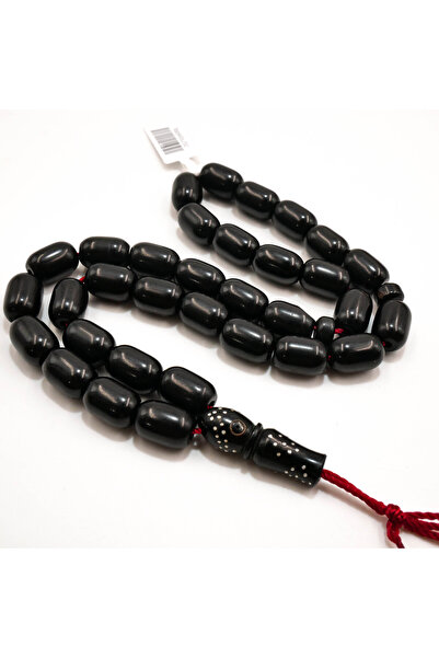 Generic German Misik Rosary 33 Beads 10x14mm Jet Black Barrel Prayer Beads 41...
