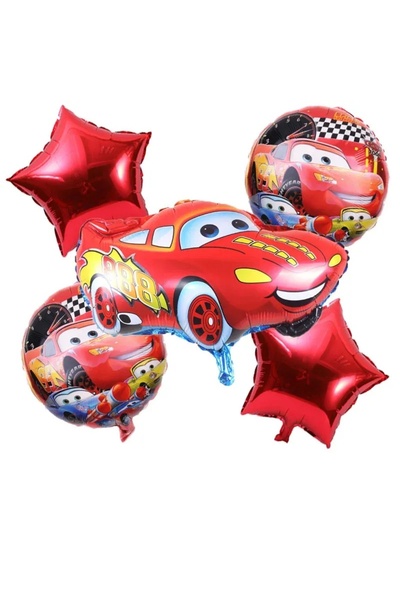 Baloane Vesele Set 5 Baloane Folie Cars Fulger McQueen Rosu SET314