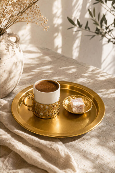 Anadolu Saray 23cm Gold Metal Presentation Tray Decorative Stylish Serving Tr...
