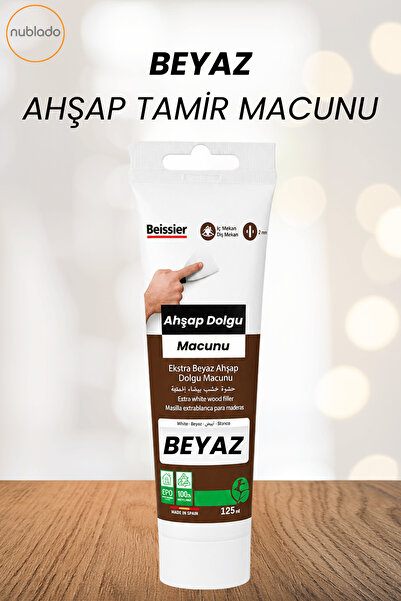 NUBLADO Beyaz Renk Ahşap Parke Tamir Macunu Mobilya Masa Dolgu Çatlak Çizik G...