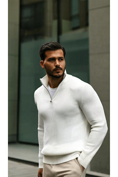 Livizmir Moda Men's Fisherman Zip Neck Long Sleeve Knitwear
