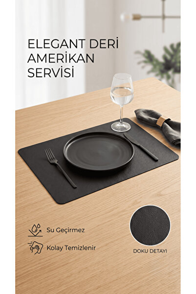 SepetçiBaba Elegant Siyah Deri Amerikan Servisi - Su Geçirmez Ve Kolay Temizl...