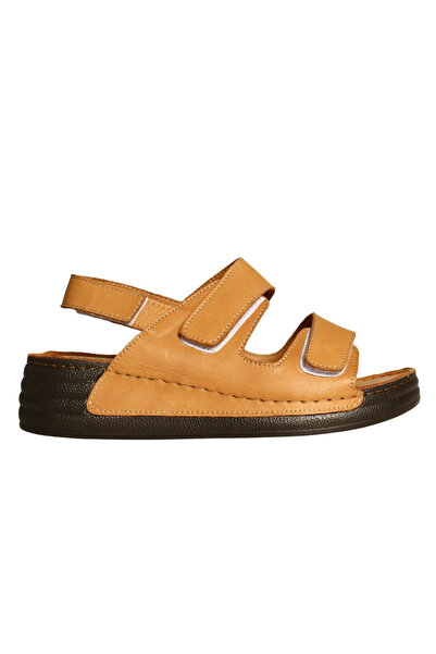 Platin Tan Leather Wedge Heel Women's Sandals