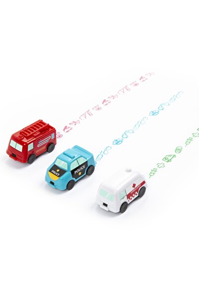 Kidea Set 3 stampile autovehicule de urgenta, Kidea, Multicolor