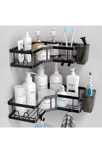 Simply Joy Corner shelves for bathroom and shower, with two holders for tooth...