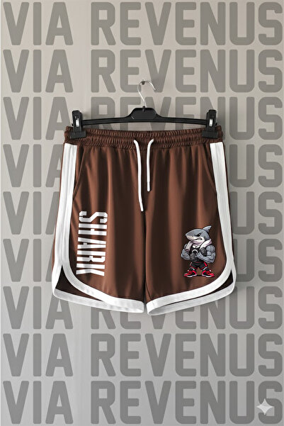 Vordevia Fitness Shark Printed Unisex Retro Varsity Sports Training Shorts