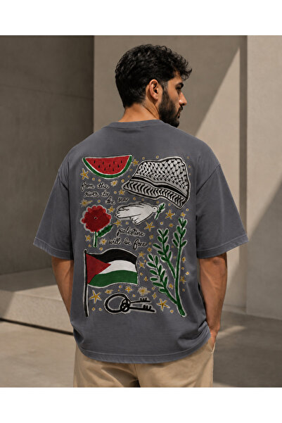 Nulivez Palestine Oversize Unisex T-Shirt – from the River to the Sea Graphic...