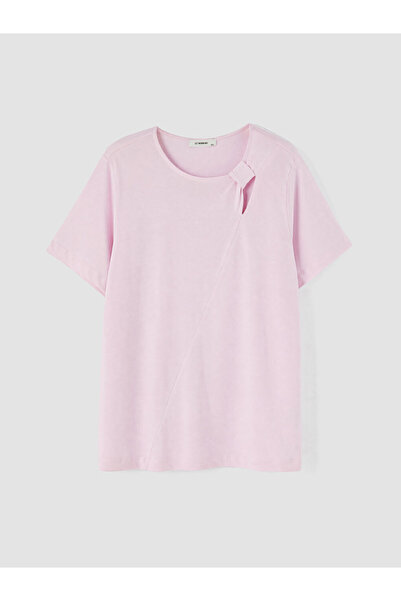 LC Waikiki Lcwaikiki Curve Pink Plus Size 100% Cotton Women's T-Shirt