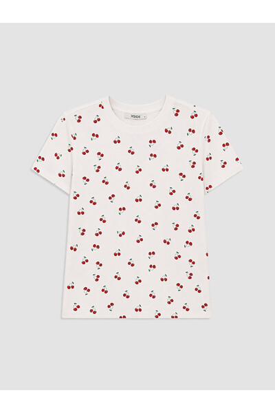 LC Waikiki Xside White Printed 100% Cotton Women's T-Shirt