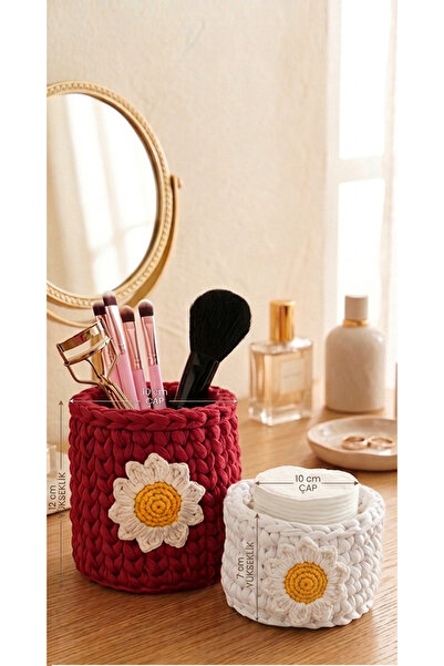 VOLOYAS Handmade Daisy Makeup and Care Organizer Set. Shipped in Pairs.