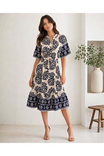 Bad Rochie Midi din 100% Vâscoză cu Imprimeu Boho