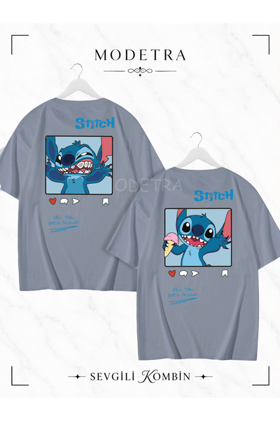 Modetra Women Men Unisex Lilo Stitch Post Back Printed Lover Couple Combinati...