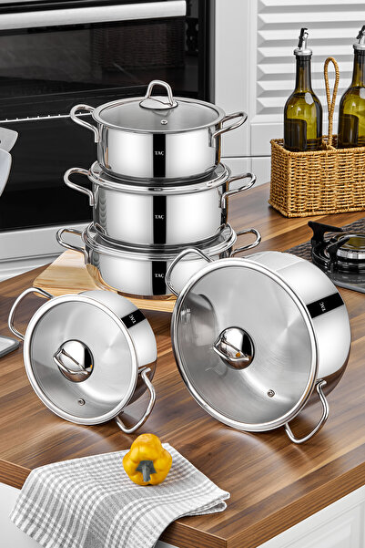 Taç Master Steel Pro Induction Base 10 Piece Steel Cookware Set 18/10 Stainle...