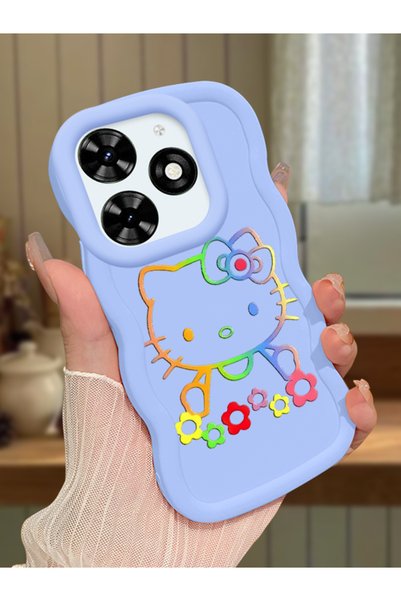 Hontinga Tecno Spark 20 Compatible Case Camera Protector Blue Silicone Couple...