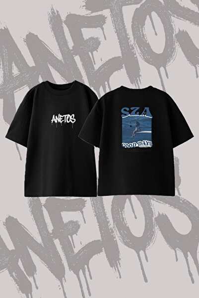 Anetos Μπλουζάκι SZA Good Days με στάμπα στην πλάτη, βαμβακερό, μαύρο, oversized