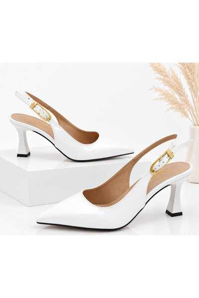 EMAX AYAKKABI HER ADIMDA MUTLULUK Women's Patent Leather Pointed Toe Open-Bac...