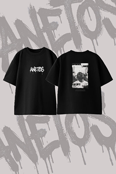 Anetos Kendrick Lamar_26 Design Back Printed Cotton Black Oversize T-Shirt