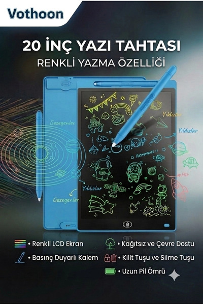 MEKs 20 بوصة، لوح رسم رقمي ملون بشاشة LCD، لوح كتابة، لوح تعليمي لكتابة الملا...
