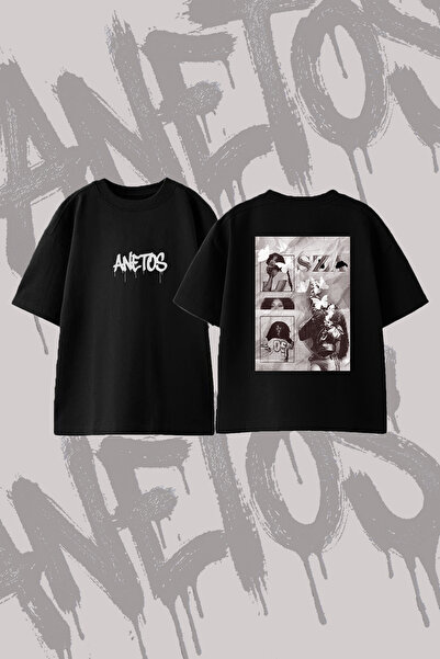 Anetos SZA Poster_1 Μπλουζάκι με σχέδιο και στάμπα στην πλάτη, βαμβακερό, μαύ...
