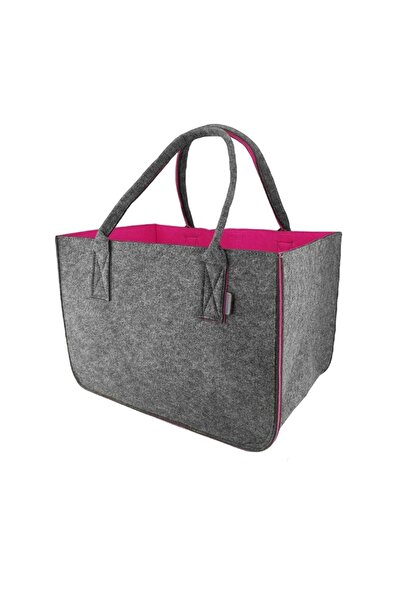 Leviatan Geanta cumparaturi, Leviatan, Fetru, 40x27x27 cm, Gri/Roz