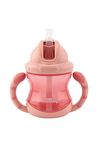 Nuby Cup with straw Flip-It for drinks with pink handle 240ml