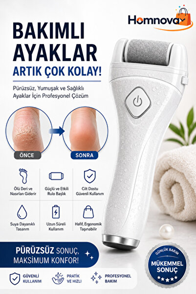 Homnova Elektrikli Ayak Törpüsü Şarjlı | Çatlak Topuk Giderici Profesyonel Pe...