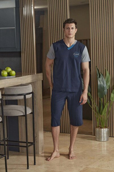 Cossy By Aqua Short Sleeve V-Neck Men's Pajama Shorts Set Cossybyaqua 26928-XL