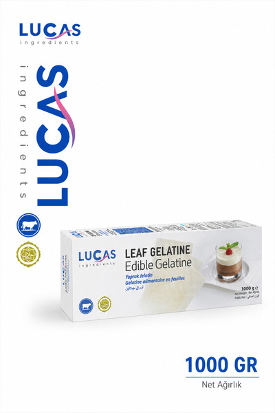 LUCAS Yaprak Jelatin 1000 Gr – Profesyonel Pastacılık İçin Yaprak Jelatin