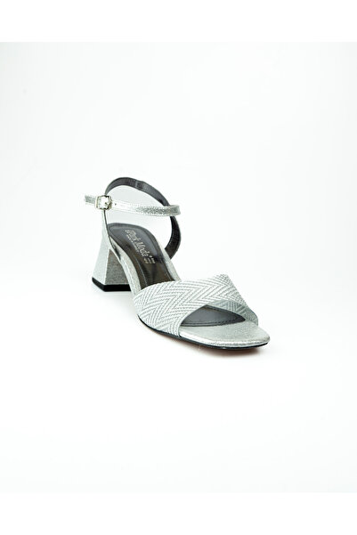 MİSS PARK MODA 1003 Silver Glitter Low Heeled Evening Dress Women's Shoes