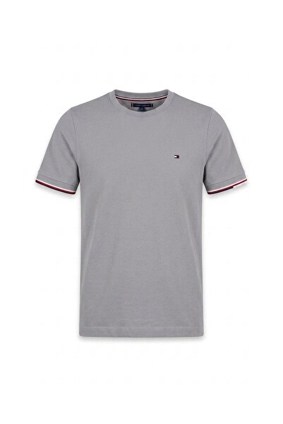 Tommy Hilfiger Erkek Tişört Kısa Kollu Bisiklet Yaka Logolu Basic Düz Şerit D...