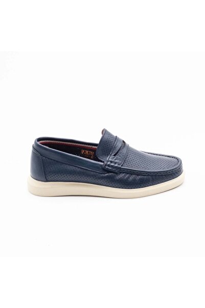 Leopar By Bronzeface YZN1018 Erkek Hakiki Deri Casual Ayakkabı-LACİVERT - 44